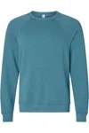 Bella+canvas Sponge Fleece Raglan Crewneck Sweatshirt In Blue
