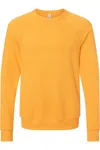 Bella+canvas Sponge Fleece Raglan Crewneck Sweatshirt In Gold