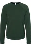Bella+canvas Sponge Fleece Raglan Crewneck Sweatshirt In Green