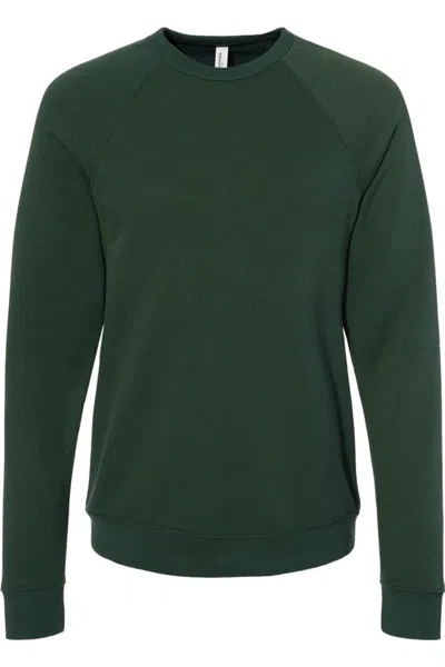 Bella+canvas Sponge Fleece Raglan Crewneck Sweatshirt In Green