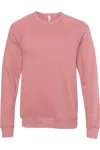 Bella+canvas Sponge Fleece Raglan Crewneck Sweatshirt In Pink