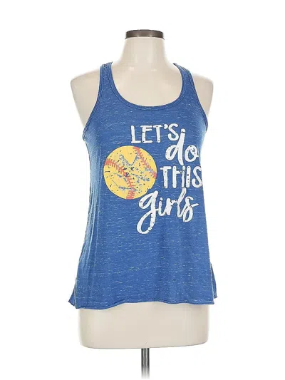 Pre-owned Bella+canvas Tank Top Blue Halter Neckline Tops