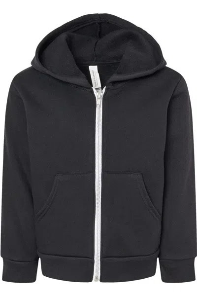 Bella+canvas Kids' Toddler Sponge Fleece Full-zip Hoodie In Black