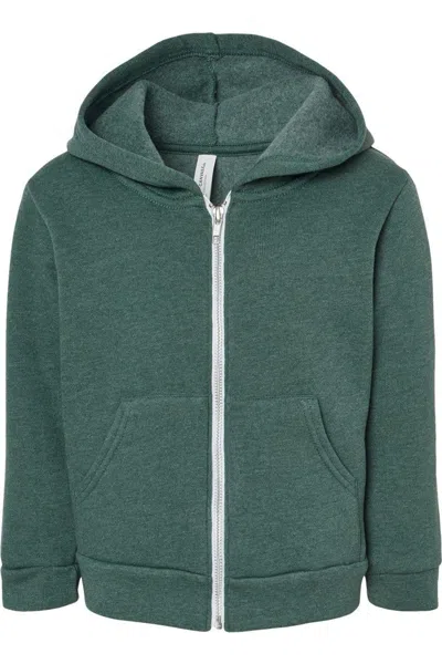 Bella+canvas Kids' Toddler Sponge Fleece Full-zip Hoodie In Green