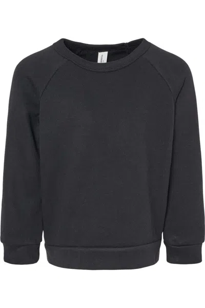 Bella+canvas Kids' Toddler Sponge Fleece Raglan Sweatshirt In Black
