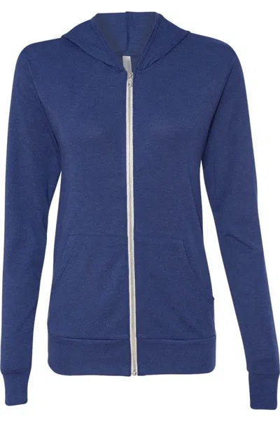 Bella+canvas Triblend Lightweight Full-zip Hooded Long Sleeve Tee In Multi