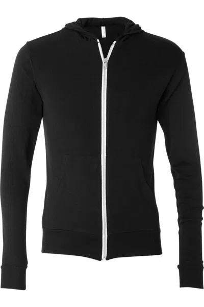 Bella+canvas Triblend Lightweight Full-zip Hooded Long Sleeve Tee In Multi
