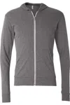 Bella+canvas Triblend Lightweight Full-zip Hooded Long Sleeve Tee In Multi