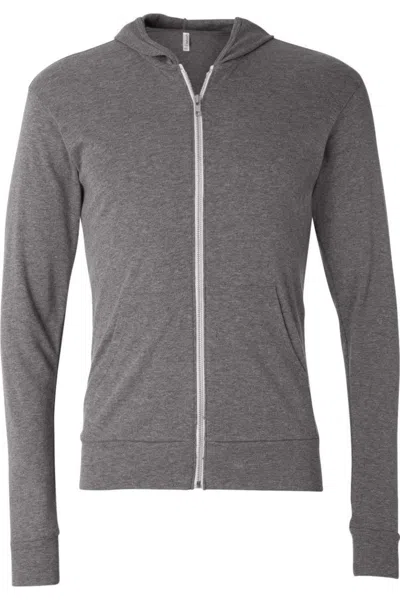 Bella+canvas Triblend Lightweight Full-zip Hooded Long Sleeve Tee In Multi