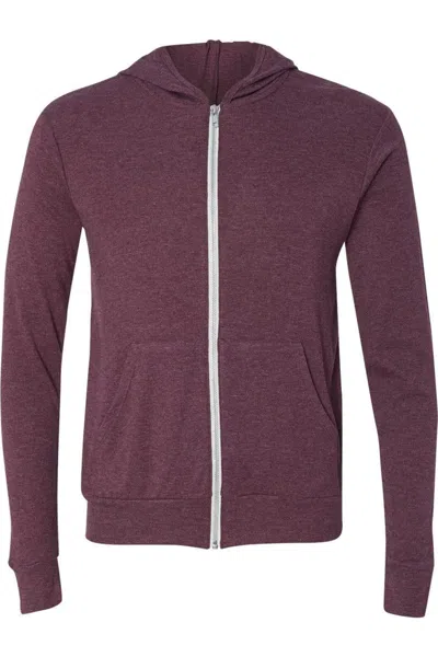 Bella+canvas Triblend Lightweight Full-zip Hooded Long Sleeve Tee In Multi