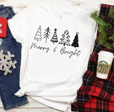 Bella+canvas Unisex Merry Christmas Trees Graphic Tee In White
