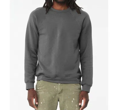 Bella+canvas Unisex Sponge Fleece Raglan Crewneck Sweatshirt In Asphalt In Gray