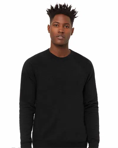 Bella+canvas Unisex Sponge Fleece Raglan Crewneck Sweatshirt In Black Heather