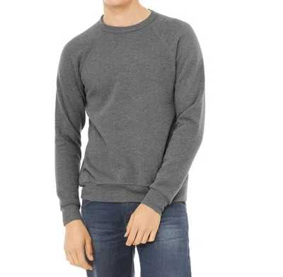 Bella+canvas Unisex Sponge Fleece Raglan Crewneck Sweatshirt In Deep Heather In Gray