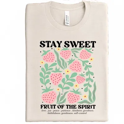 Bella+canvas Women's Faithful Strawberry Graphic Tee In Stay Sweet Fruit Of The Spirit In Neutral
