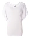 Bella+canvas Women's Flowy Draped Dolman Tee In White