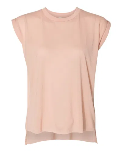 Bella+canvas Women's Flowy Rolled Cuffs Muscle Tee In Pink