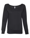 Bella+canvas Womens Sponge Fleece Wide Neck Sweatshirt In Black