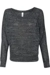 Bella+canvas Womens Flowy Off Shoulder Long Sleeve Tee In Black