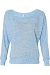 Bella+canvas Womens Flowy Off Shoulder Long Sleeve Tee In Blue