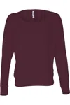 Bella+canvas Womens Flowy Off Shoulder Long Sleeve Tee In Red