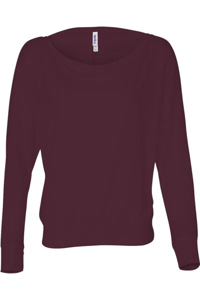 Bella+canvas Womens Flowy Off Shoulder Long Sleeve Tee In Red