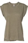 Bella+canvas Womens Flowy Rolled Cuffs Muscle Tee