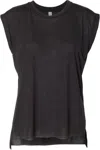 Bella+canvas Womens Flowy Rolled Cuffs Muscle Tee In Black