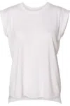 Bella+canvas Womens Flowy Rolled Cuffs Muscle Tee In White