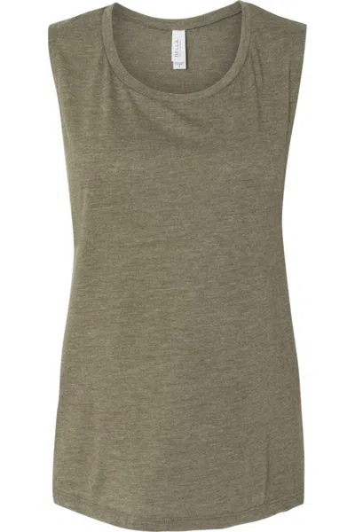 Bella+canvas Women´s Flowy Scoop Muscle Tank In Green