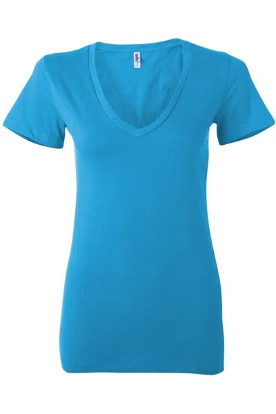 Bella+canvas Womens Jersey Deep V-neck Tee In Blue