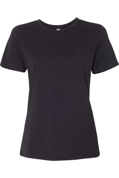 Bella+canvas Womens Relaxed Fit Heather Cvc Tee In Black