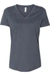Bella+canvas Women´s Relaxed Heather Cvc V-neck Tee In Blue