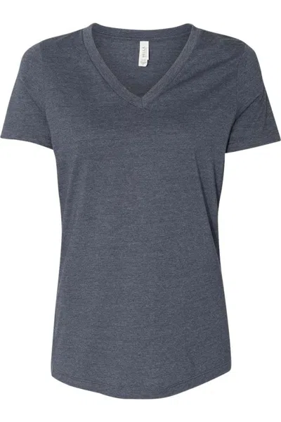 Bella+canvas Women´s Relaxed Heather Cvc V-neck Tee In Blue