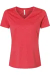 Bella+canvas Women´s Relaxed Heather Cvc V-neck Tee In Red