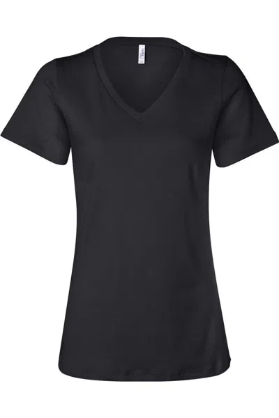Bella+canvas Womens Relaxed Jersey V-neck Tee In Black