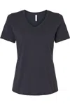 Bella+canvas Womens Relaxed Jersey V-neck Tee In Black