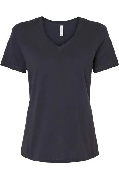 Bella+canvas Womens Relaxed Jersey V-neck Tee In Black