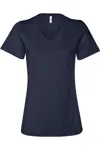 Bella+canvas Womens Relaxed Jersey V-neck Tee In Blue