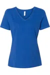 Bella+canvas Womens Relaxed Jersey V-neck Tee In Blue