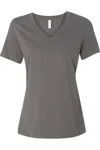 Bella+canvas Womens Relaxed Jersey V-neck Tee In Gray