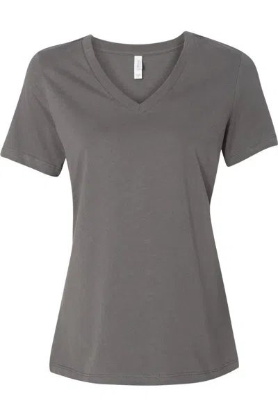 Bella+canvas Womens Relaxed Jersey V-neck Tee In Gray