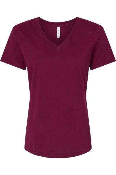Bella+canvas Womens Relaxed Jersey V-neck Tee In Pink