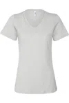 Bella+canvas Womens Relaxed Jersey V-neck Tee In White