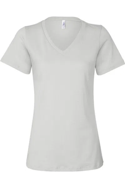 Bella+canvas Womens Relaxed Jersey V-neck Tee In White