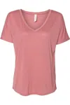 Bella+canvas Womens Slouchy V-neck Tee In Pink