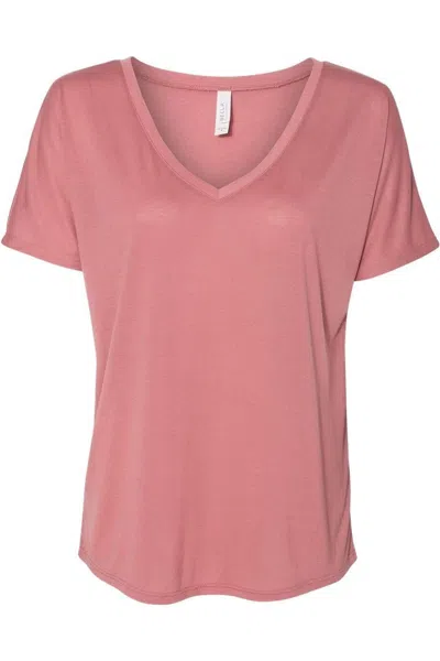 Bella+canvas Womens Slouchy V-neck Tee In Pink