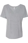 Bella+canvas Womens Slouchy V-neck Tee In Gray