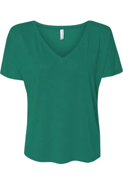 Bella+canvas Womens Slouchy V-neck Tee In Green