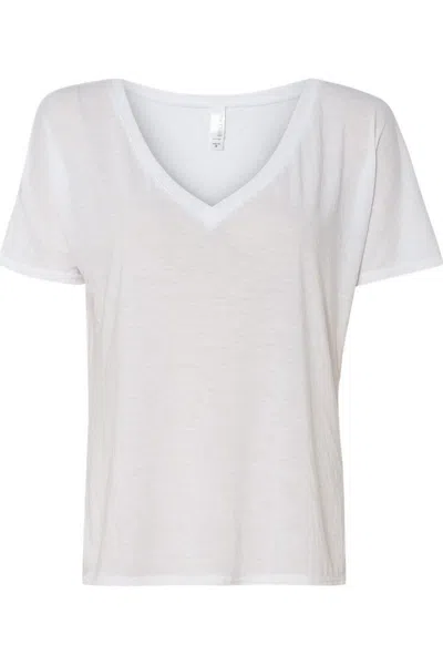 Bella+canvas Womens Slouchy V-neck Tee In White